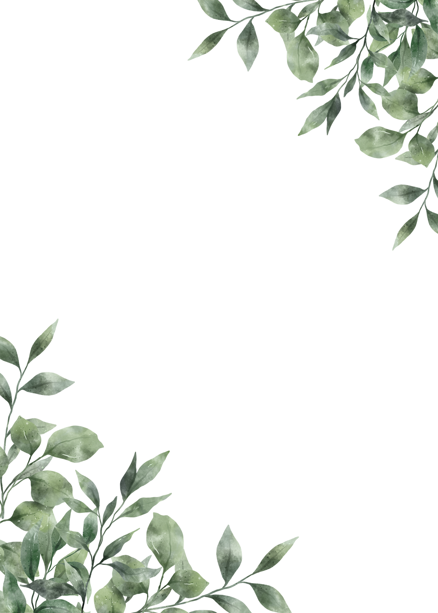Watercolor Greenery Leaves Frame