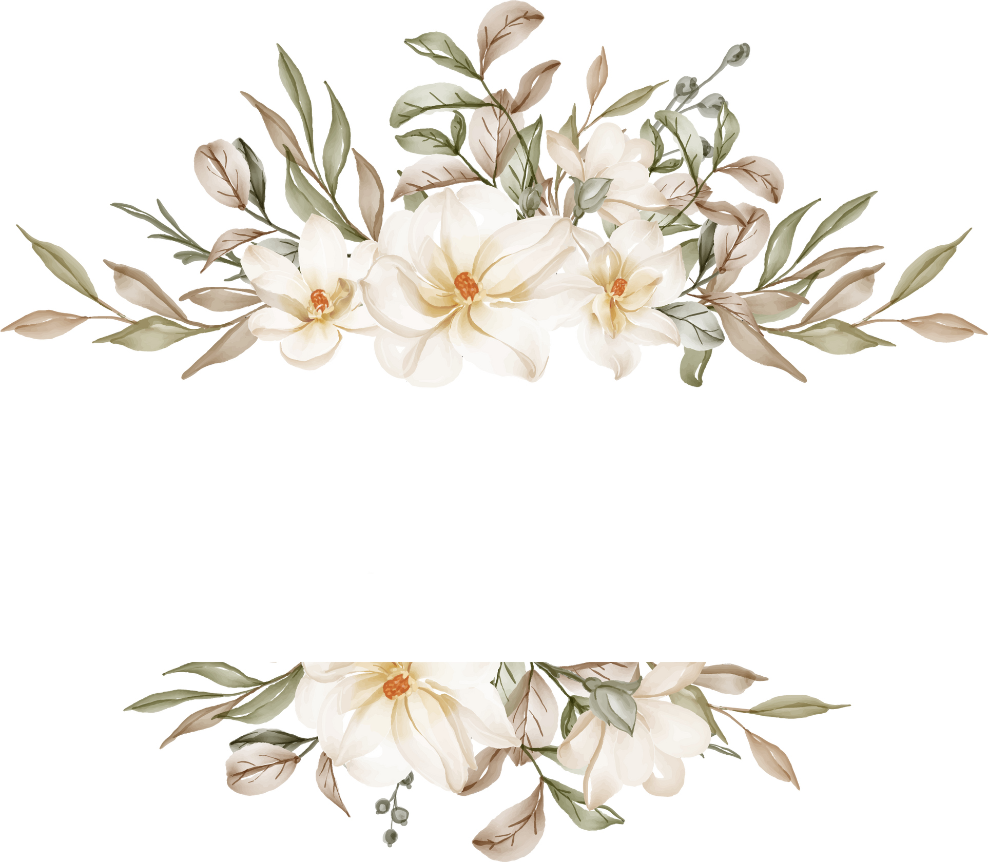 Flower Frame of Magnolia White Illustration for Wedding